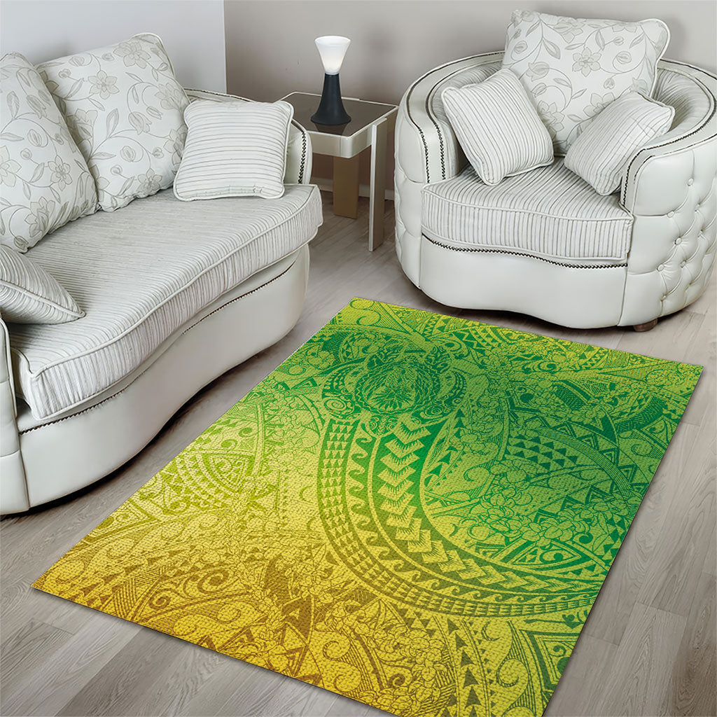 Hawaiian Turtles and Leis Area Rug Tribal Kakau Pattern Fresh Summer Vibe LT03 - Polynesian Pride
