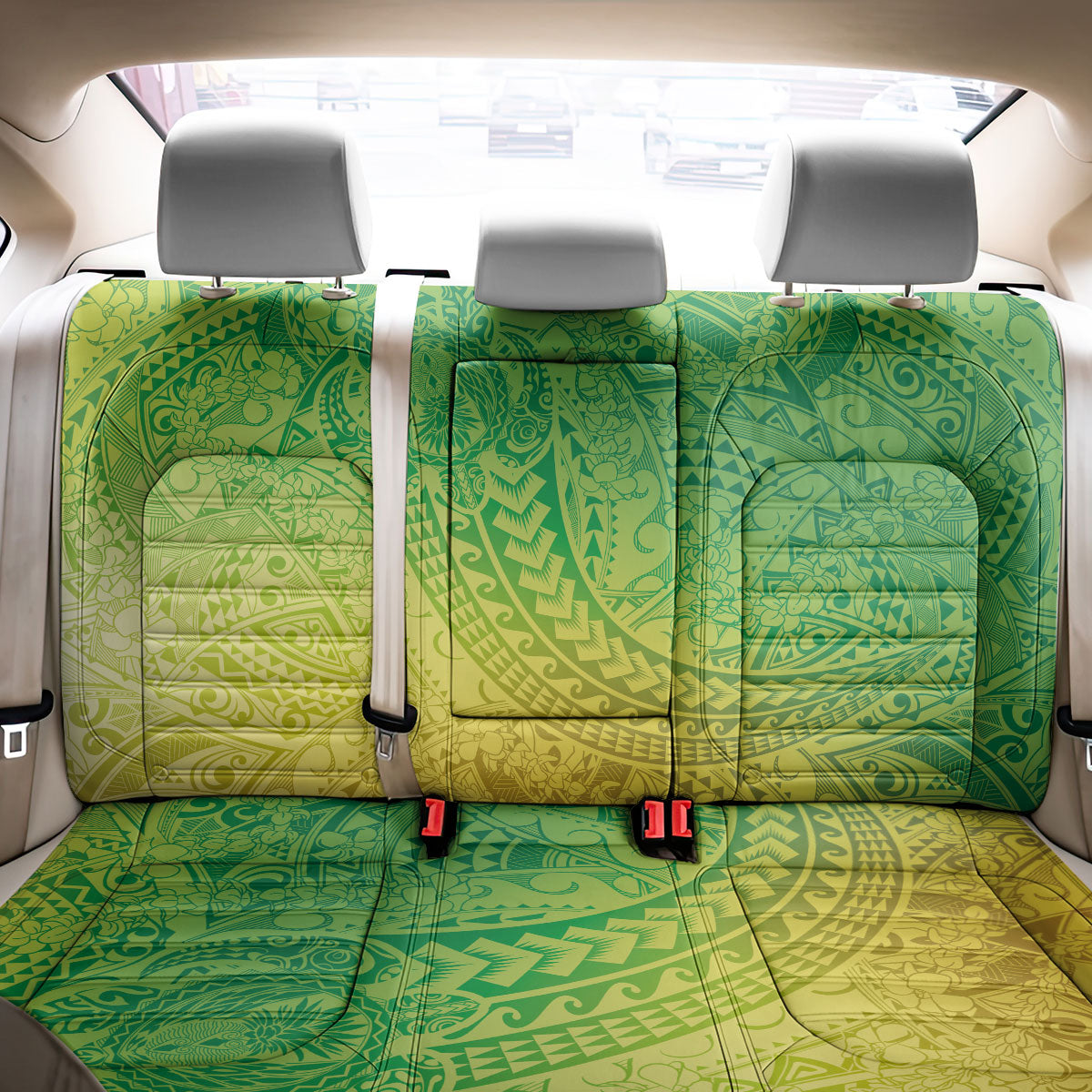 Hawaiian Turtles and Leis Back Car Seat Cover Tribal Kakau Pattern Fresh Summer Vibe LT03 - Polynesian Pride