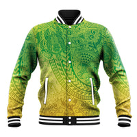 Hawaiian Turtles and Leis Baseball Jacket Tribal Kakau Pattern Fresh Summer Vibe LT03 Unisex Green - Polynesian Pride