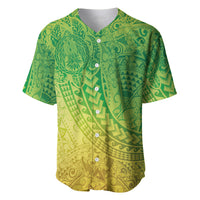 Hawaiian Turtles and Leis Baseball Jersey Tribal Kakau Pattern Fresh Summer Vibe LT03 Green - Polynesian Pride