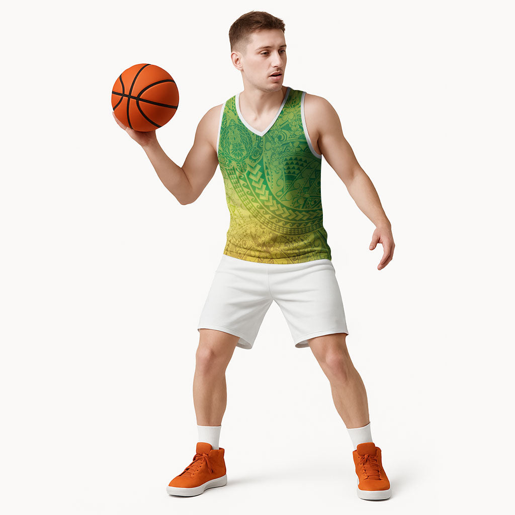 Hawaiian Turtles and Leis Basketball Jersey Tribal Kakau Pattern Fresh Summer Vibe LT03 - Polynesian Pride