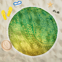 Hawaiian Turtles and Leis Beach Blanket Tribal Kakau Pattern Fresh Summer Vibe LT03 One Size 150cm Green - Polynesian Pride