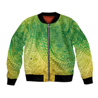 Hawaiian Turtles and Leis Bomber Jacket Tribal Kakau Pattern Fresh Summer Vibe LT03 Unisex Green - Polynesian Pride