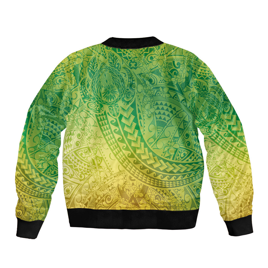 Hawaiian Turtles and Leis Bomber Jacket Tribal Kakau Pattern Fresh Summer Vibe LT03 - Polynesian Pride