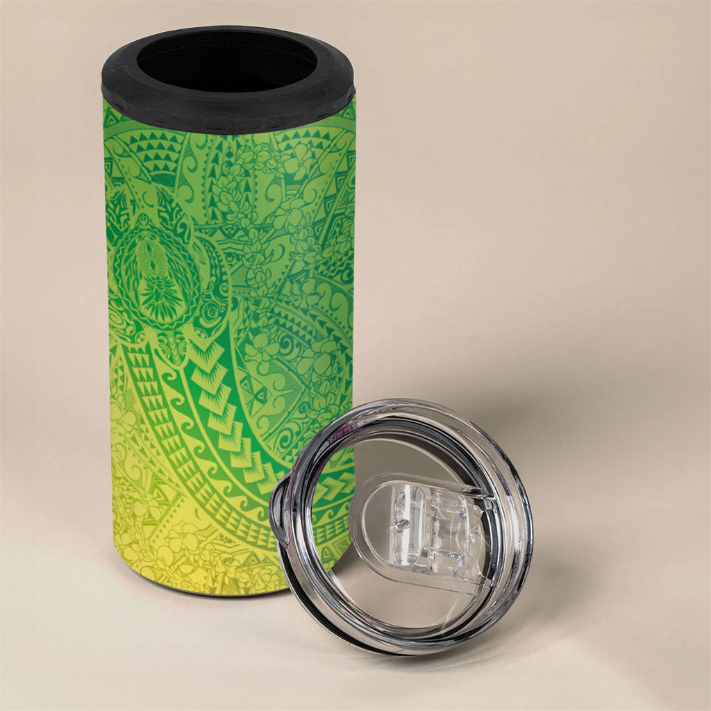 Hawaiian Turtles and Leis 4 in 1 Can Cooler Tumbler Tribal Kakau Pattern Fresh Summer Vibe LT03 - Polynesian Pride