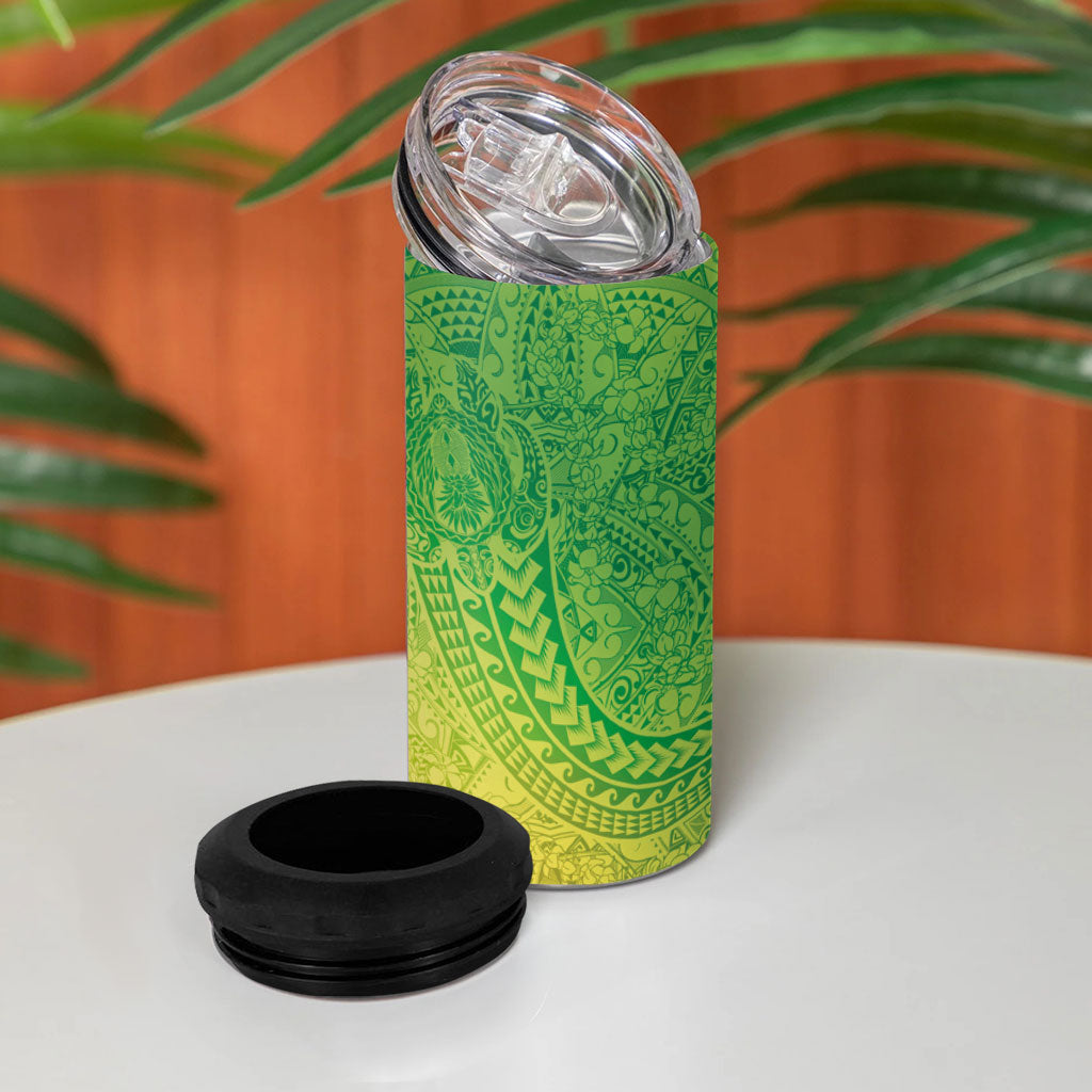 Hawaiian Turtles and Leis 4 in 1 Can Cooler Tumbler Tribal Kakau Pattern Fresh Summer Vibe LT03 - Polynesian Pride