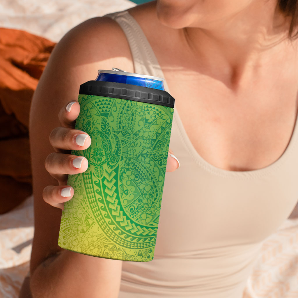 Hawaiian Turtles and Leis 4 in 1 Can Cooler Tumbler Tribal Kakau Pattern Fresh Summer Vibe LT03 - Polynesian Pride