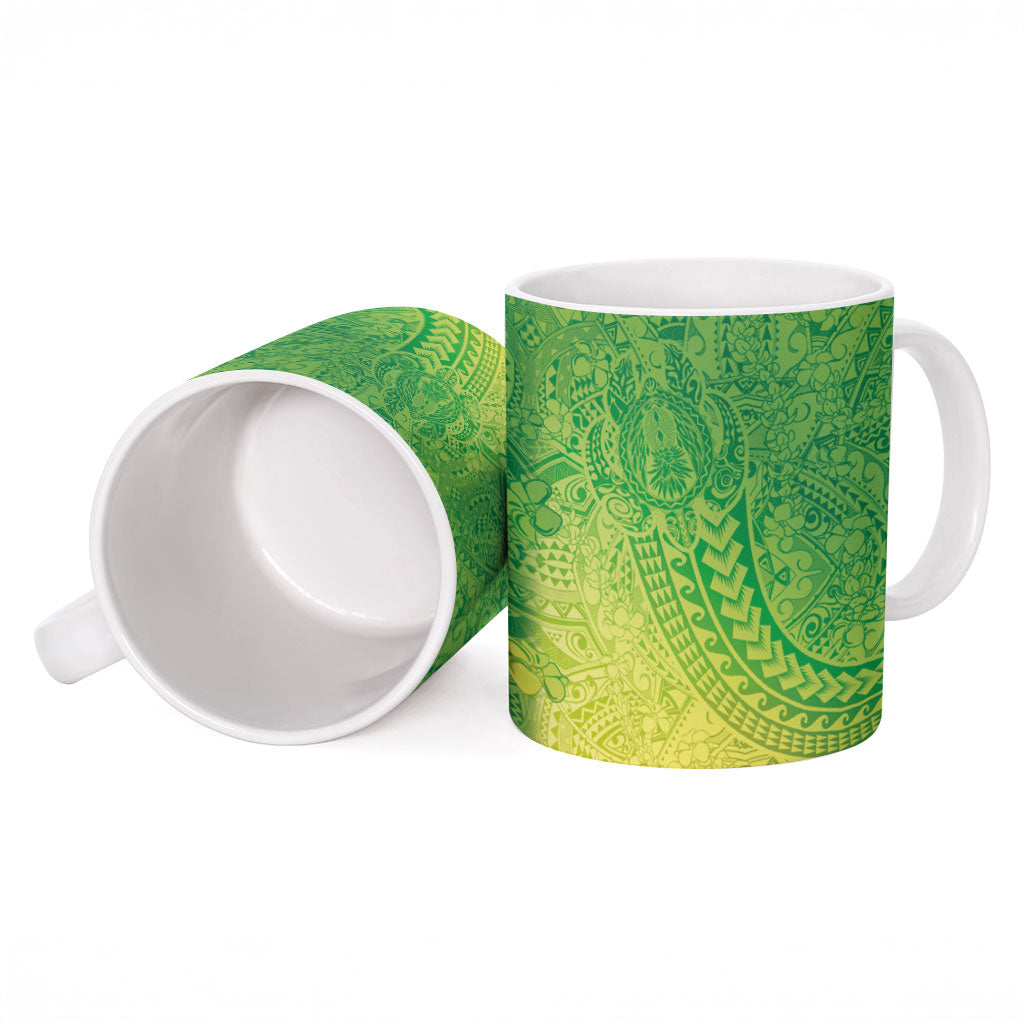 Hawaiian Turtles and Leis Ceramic Mug Tribal Kakau Pattern Fresh Summer Vibe LT03 - Polynesian Pride