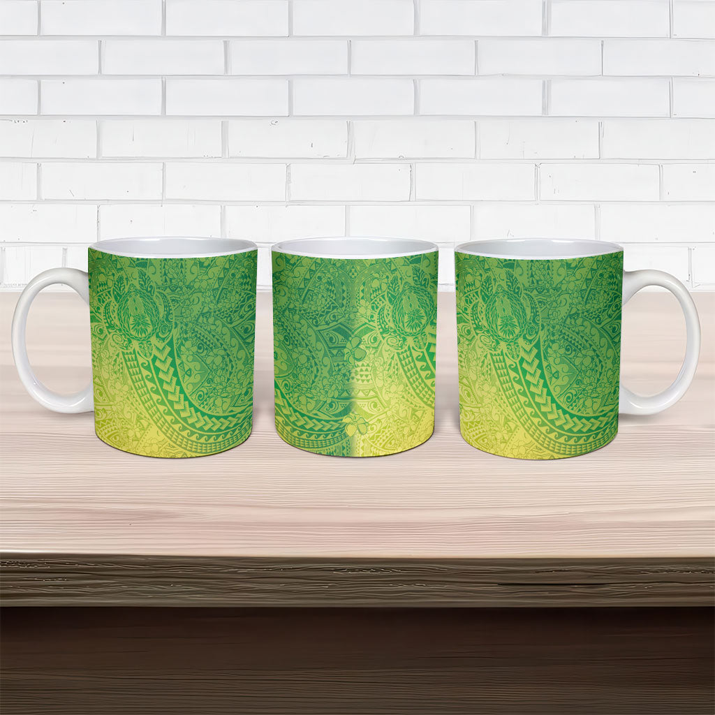 Hawaiian Turtles and Leis Ceramic Mug Tribal Kakau Pattern Fresh Summer Vibe LT03 - Polynesian Pride