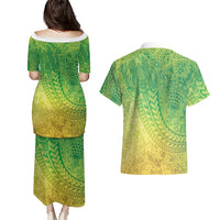 Hawaiian Turtles and Leis Couples Matching Puletasi and Hawaiian Shirt Tribal Kakau Pattern Fresh Summer Vibe LT03 - Polynesian Pride