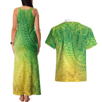 Hawaiian Turtles and Leis Couples Matching Tank Maxi Dress and Hawaiian Shirt Tribal Kakau Pattern Fresh Summer Vibe LT03 - Polynesian Pride