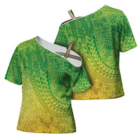 Hawaiian Turtles and Leis Cross Shoulder Shirt Tribal Kakau Pattern Fresh Summer Vibe LT03 - Polynesian Pride