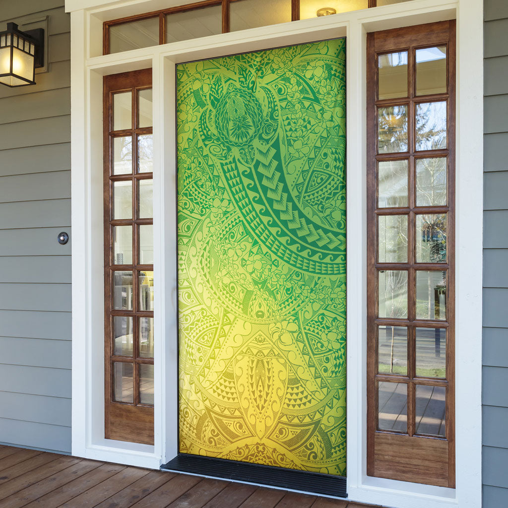 Hawaiian Turtles and Leis Door Cover Tribal Kakau Pattern Fresh Summer Vibe LT03 - Polynesian Pride