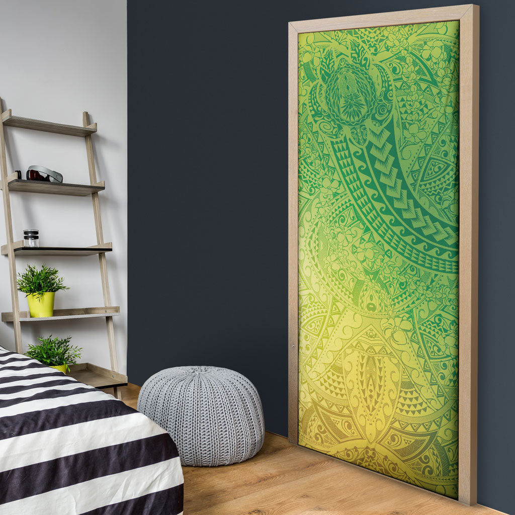 Hawaiian Turtles and Leis Door Cover Tribal Kakau Pattern Fresh Summer Vibe LT03 - Polynesian Pride
