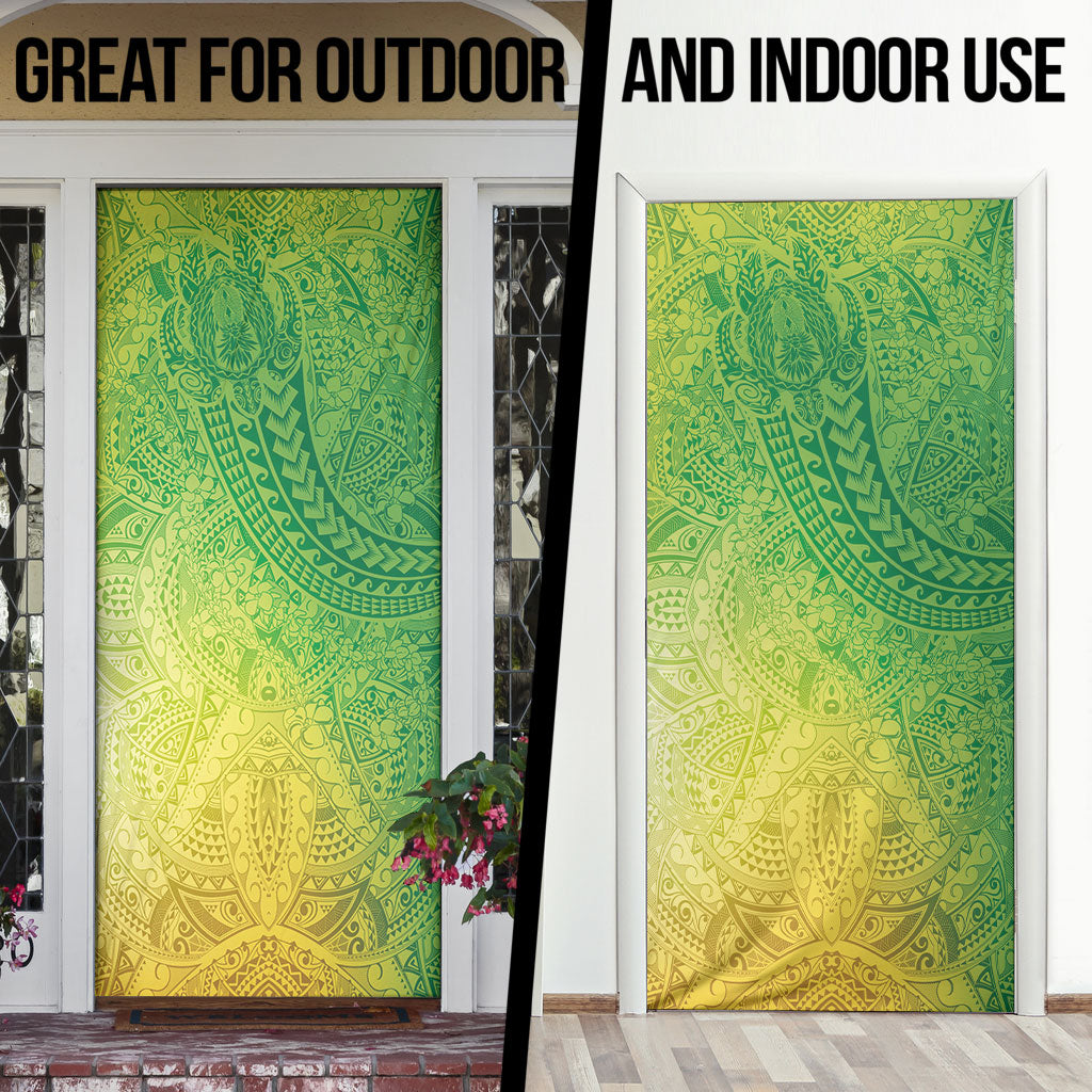 Hawaiian Turtles and Leis Door Cover Tribal Kakau Pattern Fresh Summer Vibe LT03 - Polynesian Pride