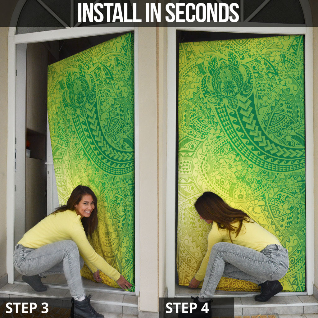 Hawaiian Turtles and Leis Door Cover Tribal Kakau Pattern Fresh Summer Vibe LT03 - Polynesian Pride