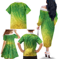 Hawaiian Turtles and Leis Family Matching Off The Shoulder Long Sleeve Dress and Hawaiian Shirt Tribal Kakau Pattern Fresh Summer Vibe LT03 - Polynesian Pride