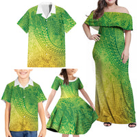 Hawaiian Turtles and Leis Family Matching Off Shoulder Maxi Dress and Hawaiian Shirt Tribal Kakau Pattern Fresh Summer Vibe LT03 - Polynesian Pride