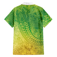 Hawaiian Turtles and Leis Family Matching Off Shoulder Maxi Dress and Hawaiian Shirt Tribal Kakau Pattern Fresh Summer Vibe LT03 - Polynesian Pride