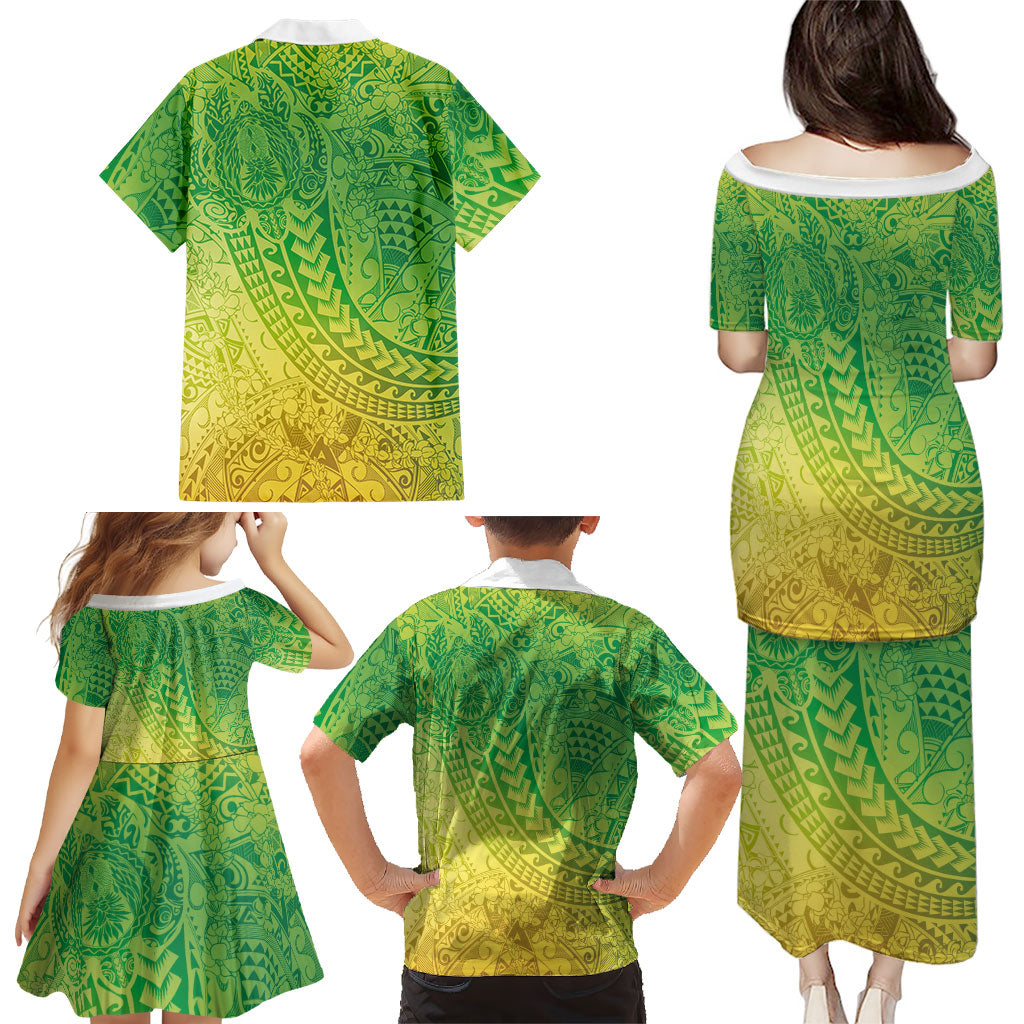 Hawaiian Turtles and Leis Family Matching Puletasi and Hawaiian Shirt Tribal Kakau Pattern Fresh Summer Vibe LT03 - Polynesian Pride