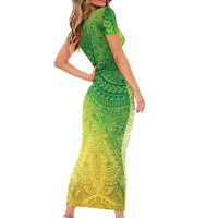 Hawaiian Turtles and Leis Family Matching Short Sleeve Bodycon Dress and Hawaiian Shirt Tribal Kakau Pattern Fresh Summer Vibe LT03 - Polynesian Pride