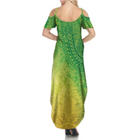 Hawaiian Turtles and Leis Family Matching Summer Maxi Dress and Hawaiian Shirt Tribal Kakau Pattern Fresh Summer Vibe LT03 - Polynesian Pride