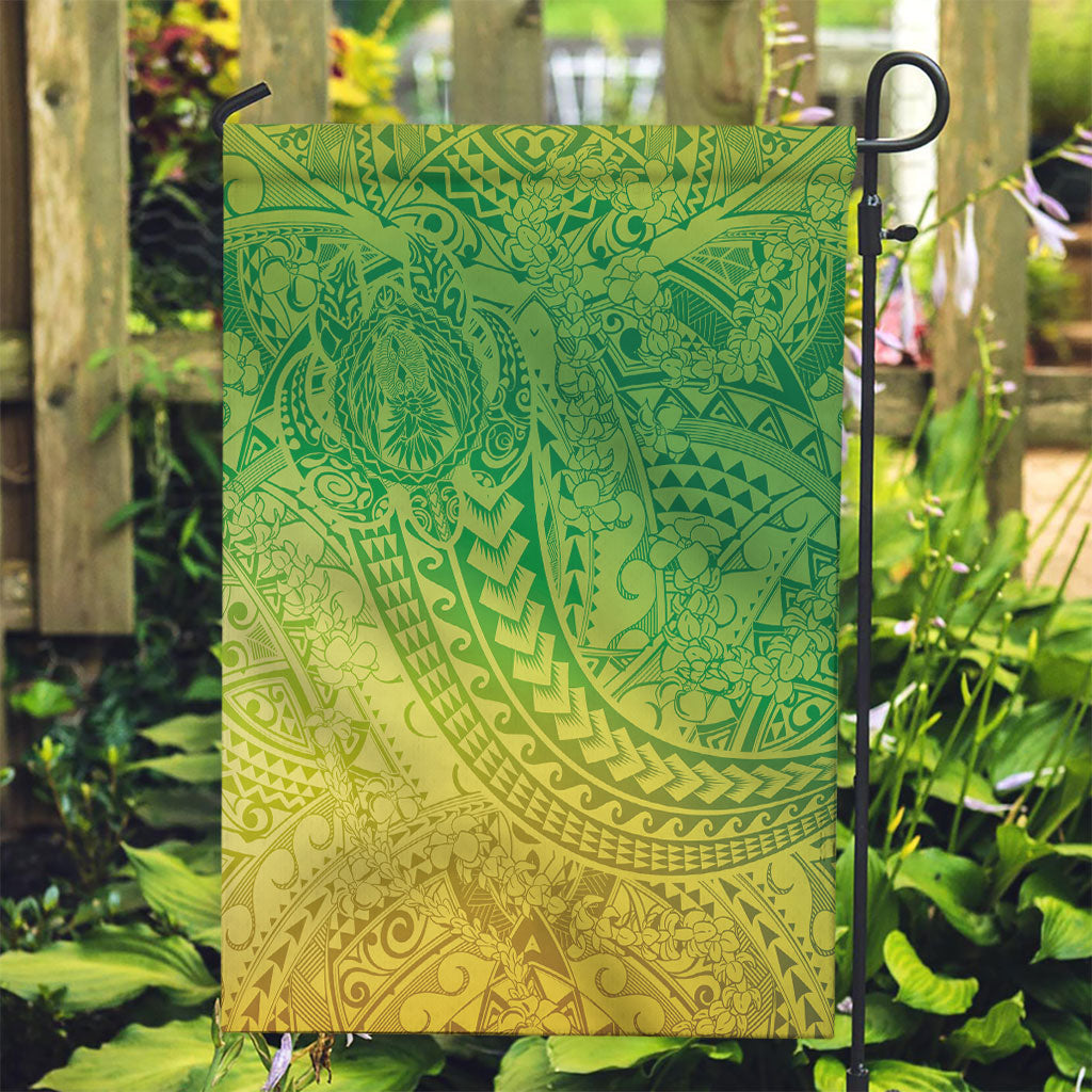 Hawaiian Turtles and Leis Garden Flag Tribal Kakau Pattern Fresh Summer Vibe LT03 Garden Flag Green - Polynesian Pride