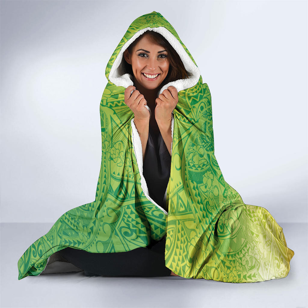 Hawaiian Turtles and Leis Hooded Blanket Tribal Kakau Pattern Fresh Summer Vibe LT03 - Polynesian Pride