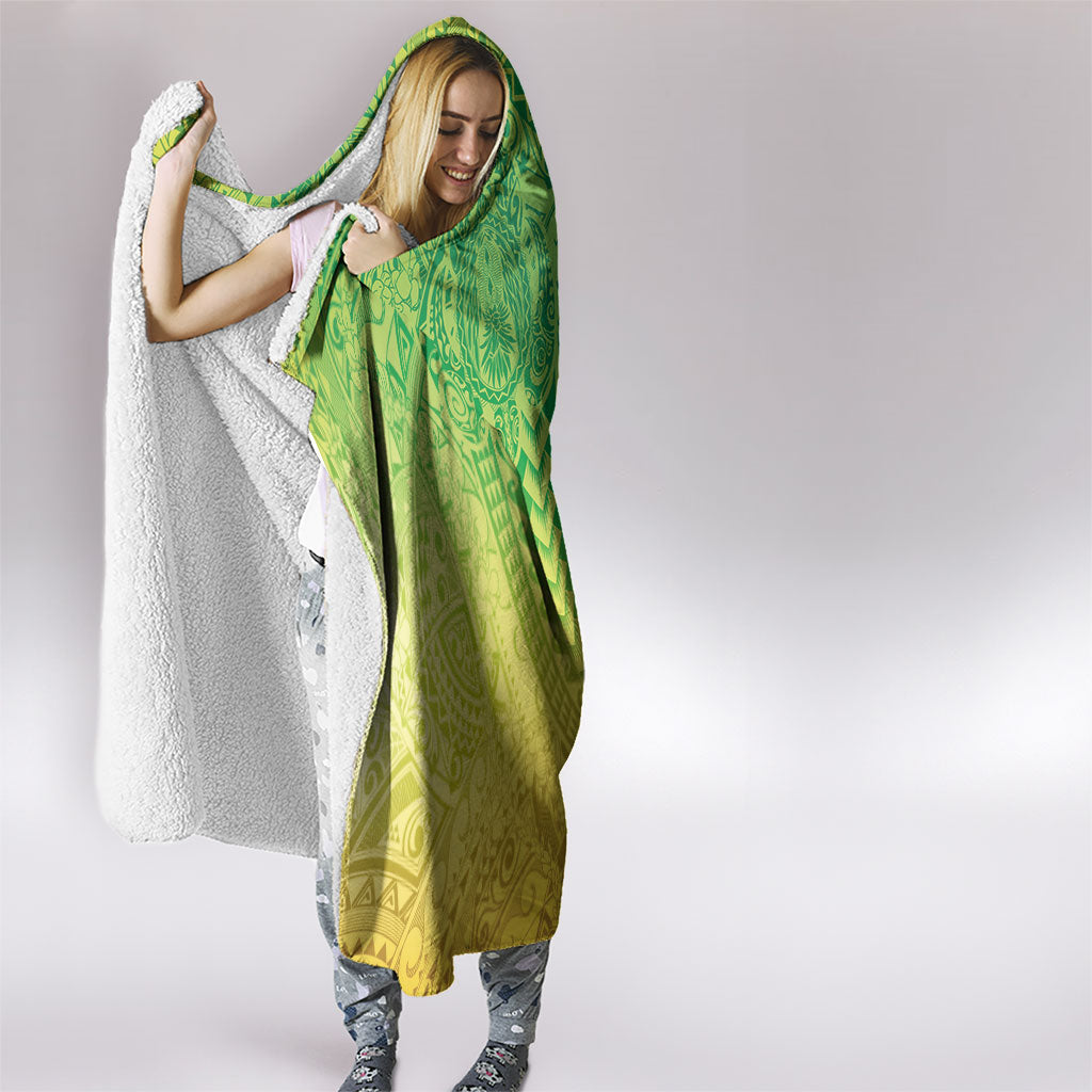Hawaiian Turtles and Leis Hooded Blanket Tribal Kakau Pattern Fresh Summer Vibe LT03 - Polynesian Pride