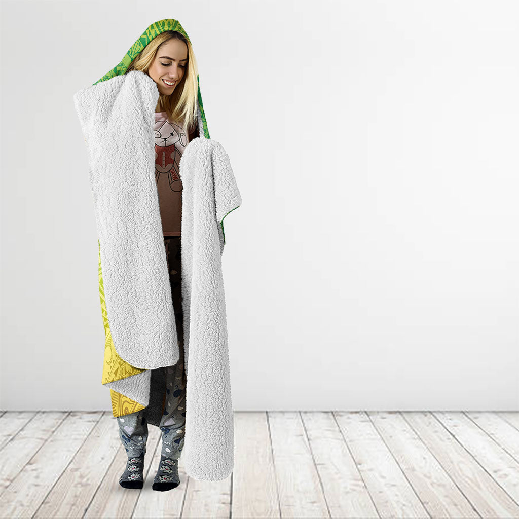 Hawaiian Turtles and Leis Hooded Blanket Tribal Kakau Pattern Fresh Summer Vibe LT03 - Polynesian Pride
