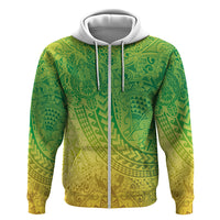 Hawaiian Turtles and Leis Hoodie Tribal Kakau Pattern Fresh Summer Vibe LT03 Zip Hoodie Green - Polynesian Pride