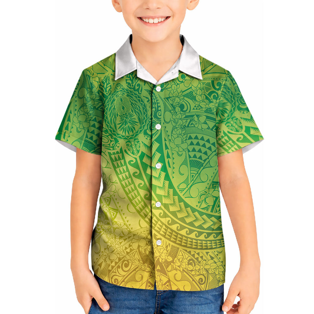Hawaiian Turtles and Leis Kid Hawaiian Shirt Tribal Kakau Pattern Fresh Summer Vibe LT03 Kid Green - Polynesian Pride