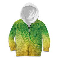 Hawaiian Turtles and Leis Kid Hoodie Tribal Kakau Pattern Fresh Summer Vibe LT03 Zip Hoodie Green - Polynesian Pride