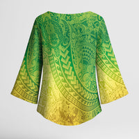 Hawaiian Turtles and Leis Kimono Sleeve Blouse Tribal Kakau Pattern Fresh Summer Vibe LT03 - Polynesian Pride