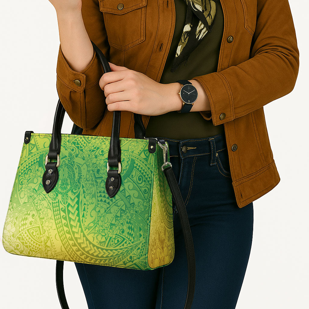 Hawaiian Turtles and Leis Leather Bag Tribal Kakau Pattern Fresh Summer Vibe LT03 - Polynesian Pride