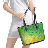Hawaiian Turtles and Leis Leather Tote Bag Tribal Kakau Pattern Fresh Summer Vibe LT03 - Polynesian Pride