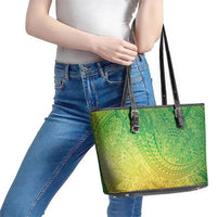 Hawaiian Turtles and Leis Leather Tote Bag Tribal Kakau Pattern Fresh Summer Vibe LT03 - Polynesian Pride