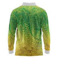 Hawaiian Turtles and Leis Long Sleeve Polo Shirt Tribal Kakau Pattern Fresh Summer Vibe LT03 - Polynesian Pride