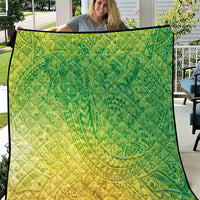 Hawaiian Turtles and Leis Quilt Tribal Kakau Pattern Fresh Summer Vibe LT03 Green - Polynesian Pride
