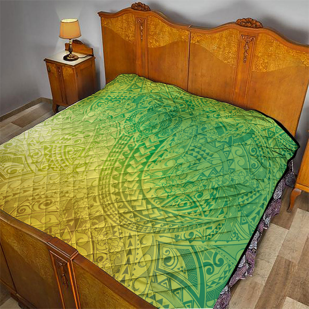 Hawaiian Turtles and Leis Quilt Tribal Kakau Pattern Fresh Summer Vibe LT03 - Polynesian Pride