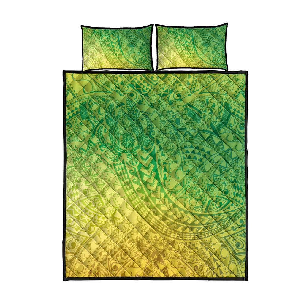 Hawaiian Turtles and Leis Quilt Bed Set Tribal Kakau Pattern Fresh Summer Vibe LT03 - Polynesian Pride