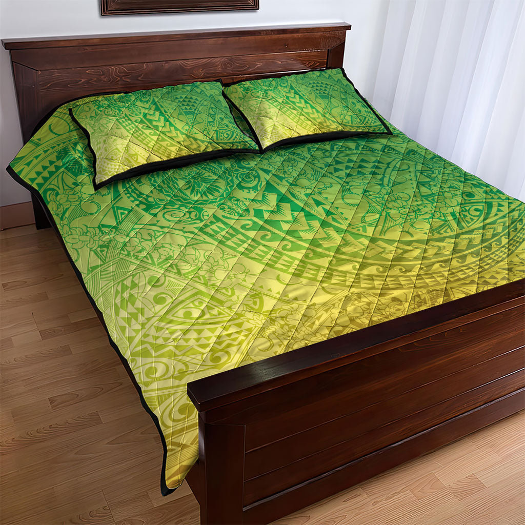 Hawaiian Turtles and Leis Quilt Bed Set Tribal Kakau Pattern Fresh Summer Vibe LT03 - Polynesian Pride