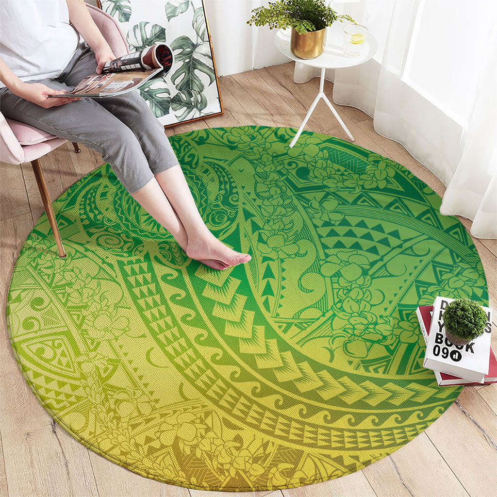 Hawaiian Turtles and Leis Round Carpet Tribal Kakau Pattern Fresh Summer Vibe LT03 - Polynesian Pride