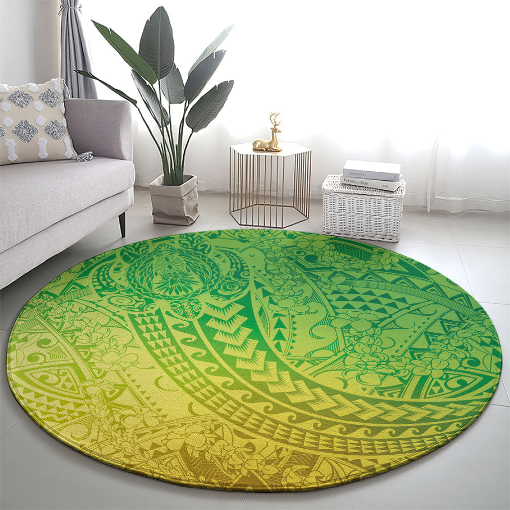 Hawaiian Turtles and Leis Round Carpet Tribal Kakau Pattern Fresh Summer Vibe LT03 - Polynesian Pride