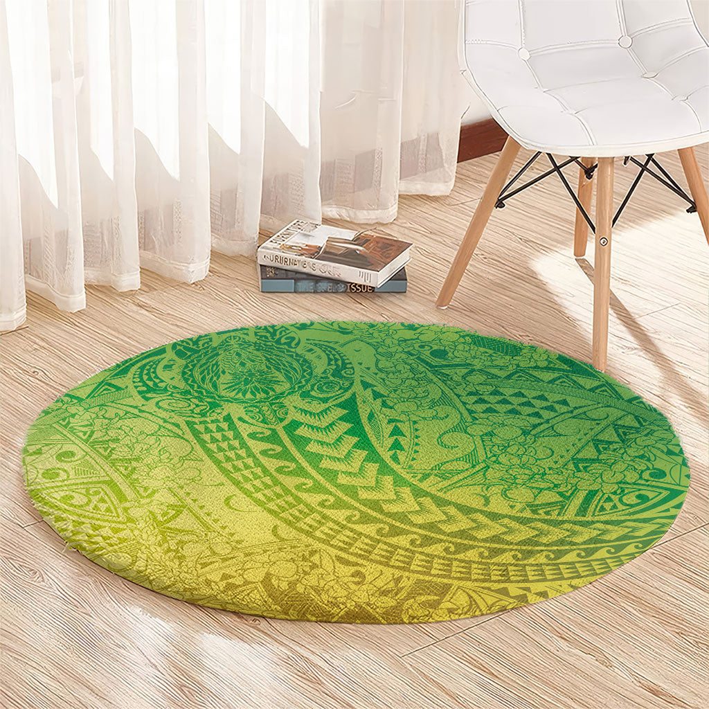 Hawaiian Turtles and Leis Round Carpet Tribal Kakau Pattern Fresh Summer Vibe LT03 - Polynesian Pride