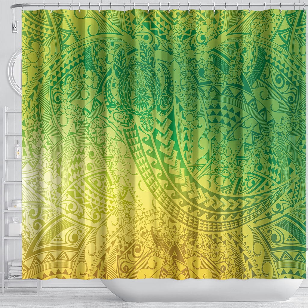 Hawaiian Turtles and Leis Shower Curtain Tribal Kakau Pattern Fresh Summer Vibe LT03 - Polynesian Pride