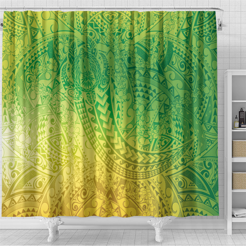 Hawaiian Turtles and Leis Shower Curtain Tribal Kakau Pattern Fresh Summer Vibe LT03 - Polynesian Pride