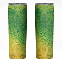 Hawaiian Turtles and Leis Skinny Tumbler Tribal Kakau Pattern Fresh Summer Vibe LT03 Green - Polynesian Pride