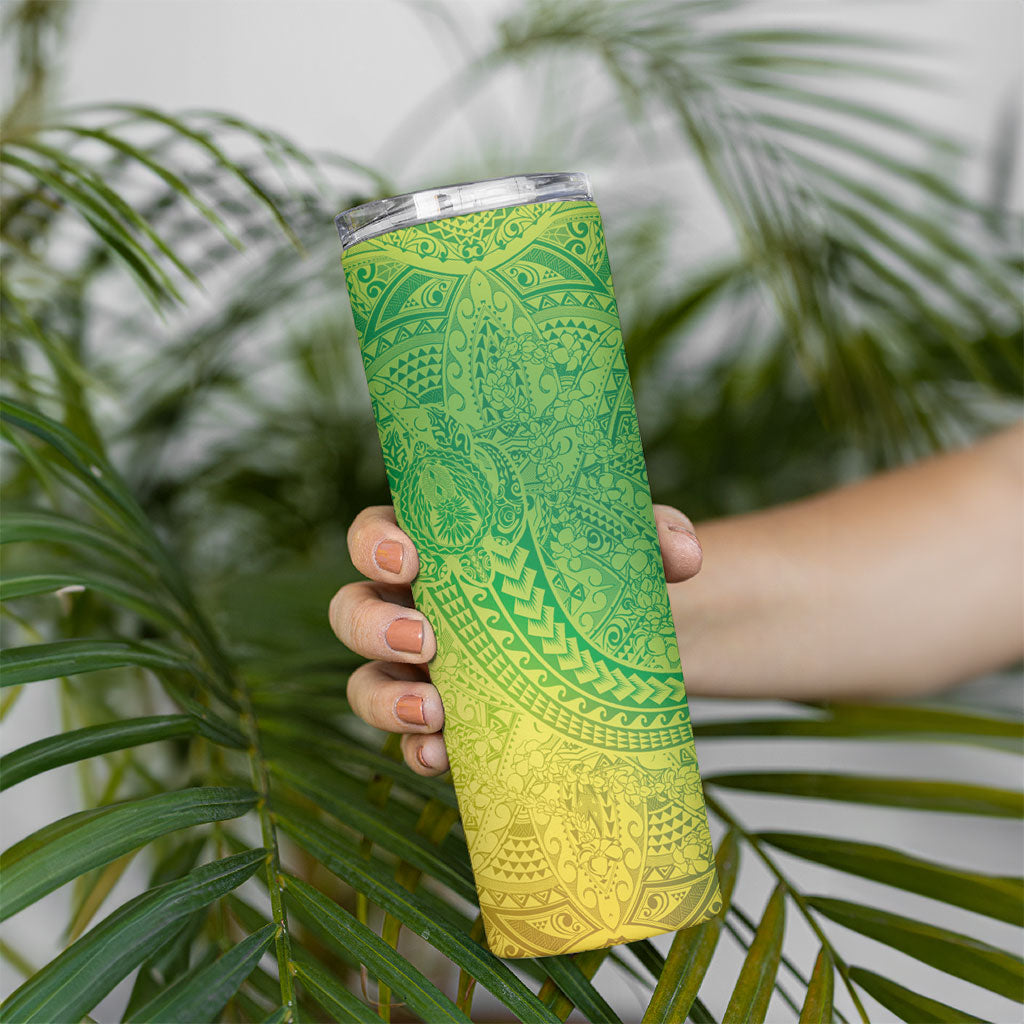 Hawaiian Turtles and Leis Skinny Tumbler Tribal Kakau Pattern Fresh Summer Vibe LT03 - Polynesian Pride