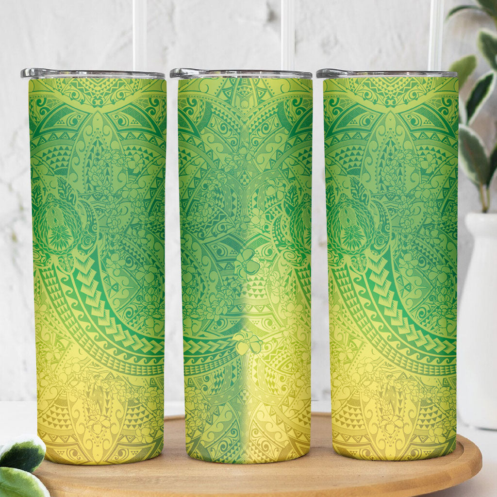 Hawaiian Turtles and Leis Skinny Tumbler Tribal Kakau Pattern Fresh Summer Vibe LT03 - Polynesian Pride
